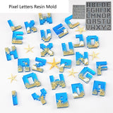 Pixel Letters Mold Alphabet Pendant UV Resin Silicone Mold