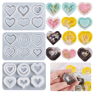 Pixel Heart Shape Quicksand Silicone Mold Jewelry Making DIY Ornaments