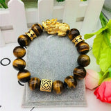Vietnam Sand Jewelry Brass Plated Tiger Eye Stone Pixiu Bracelet