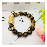 Vietnam Sand Jewelry Brass Plated Tiger Eye Stone Pixiu Bracelet