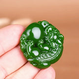 Pixiu Green Jade Pendant Necklace Hand-Carved Fine Charm Jewelry