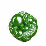 Pixiu Green Jade Pendant Necklace Hand-Carved Fine Charm Jewelry