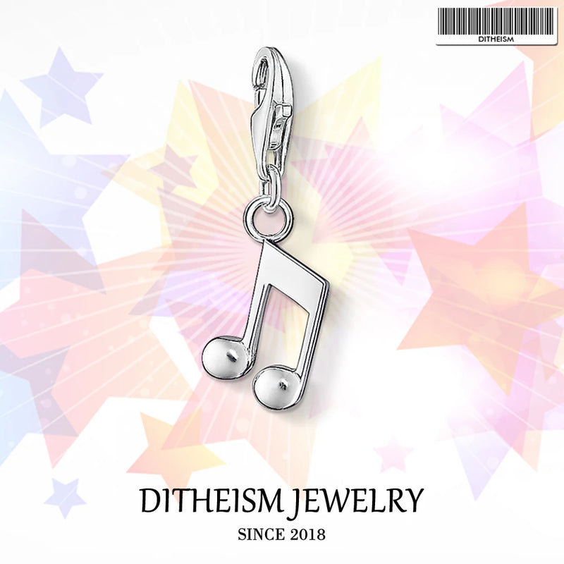 Music Note Charm 925 Sterling Silver for Bracelet Necklace Bag