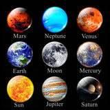 Galaxy Necklace Glass Snap Button Pendant Solar System Moon Earth Necklace