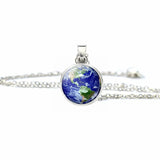 Galaxy Necklace Glass Snap Button Pendant Solar System Moon Earth Necklace