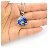 Galaxy Necklace Glass Snap Button Pendant Solar System Moon Earth Necklace
