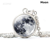 Galaxy Necklace Glass Snap Button Pendant Solar System Moon Earth Necklace