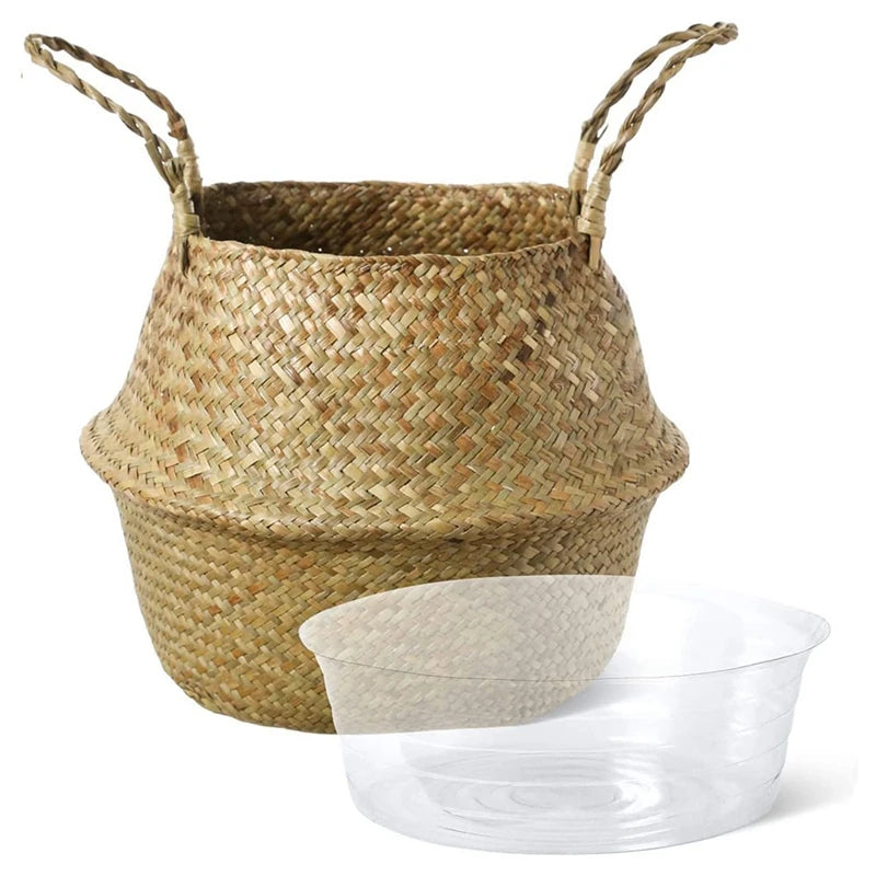 Woven Seagrass Belly Baskets With Liner
