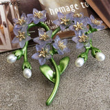 Plant Leaves Pearls Brooch Corsage Women's Gift Accessory