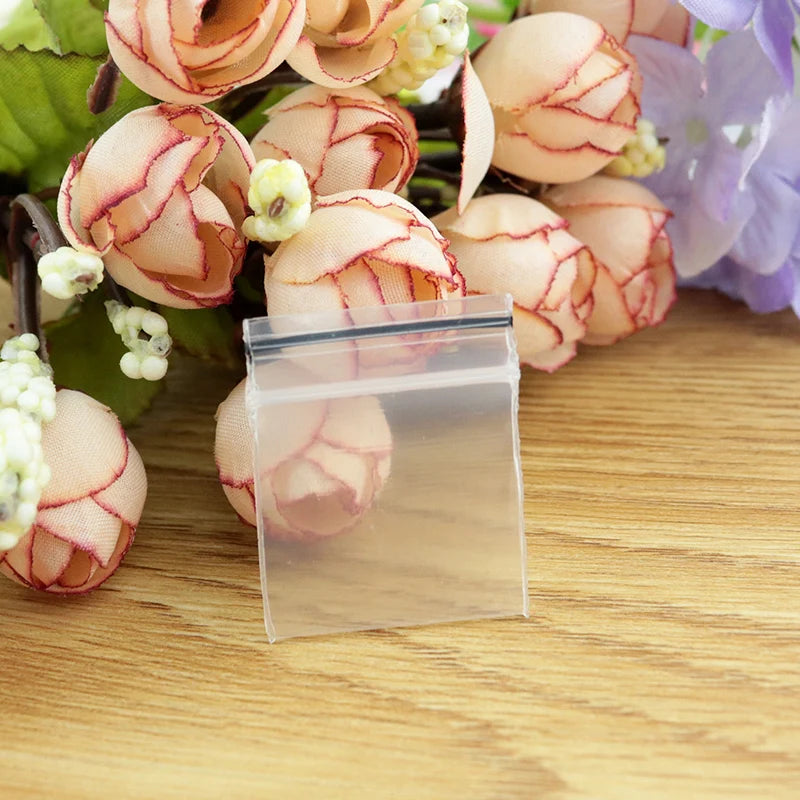 100pcs 1.8x2.5cm Clear Plastic PE Zip Lock Gift Bags