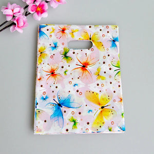 100pcs Butterfly Pattern Plastic Jewelry Shopping Pouches Bags