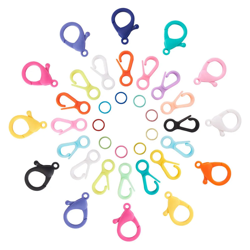 Plastic Lobster Claw Clasps Iron Jump Rings Mixed Clasps 105pcs