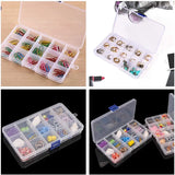 2 Pack Clear Plastic Organizer Box for Jewelry Earrings Crafts (15 Grids)
