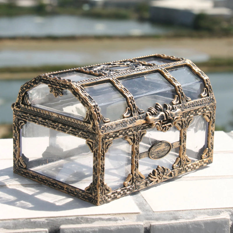 Transparent Pirate Treasure Box Crystal Gem Jewelry Storage Organizer