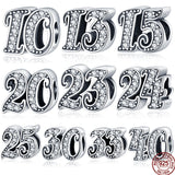 925 Silver Lucky Number Charm Pendant for Bracelets