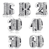925 Silver Lucky Number Charm Pendant for Bracelets
