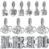 925 Silver Lucky Number Charm Pendant for Bracelets