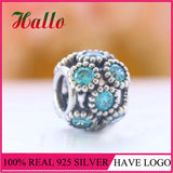 925 Sterling Silver Teal Sparkling Circles Charm Bead