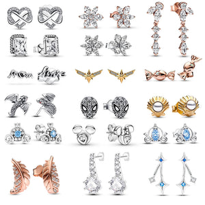 925 Silver Heart Shape Stud Earrings Enamel Ear Pins