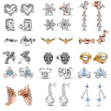 925 Silver Heart Shape Stud Earrings Enamel Ear Pins