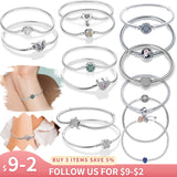925 Silver Bracelet Star Heart Flower Women Charm Jewelry