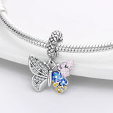925 Silver Flower Butterfly Charms Gulf Beads Fit 3mm Bracelet For Women