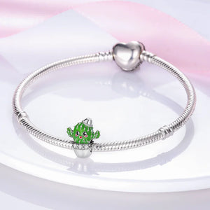 925 Sterling Silver Cactus Charm for 3mm Bracelet&Bangle Making