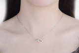 Plata Double Heart Circle CZ Pendant Necklace for Women Gift