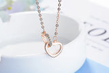 Plata Double Heart Circle CZ Pendant Necklace for Women Gift