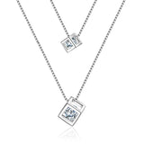 Plata Filled Zircon Choker Necklace Double Layer Pendants Brincos