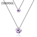 Plata Filled Zircon Choker Necklace Double Layer Pendants Brincos