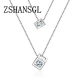 Plata Filled Zircon Choker Necklace Double Layer Pendants Brincos