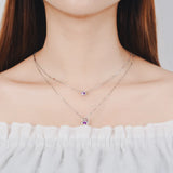 Plata Filled Zircon Choker Necklace Double Layer Pendants Brincos