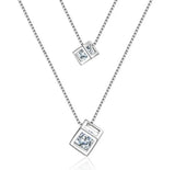 Plata Filled Zircon Choker Necklace Double Layer Pendants Brincos