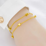 Real 18K Golden Pixiu Lucky Bead Bracelet - Female Pure Plated Bangle