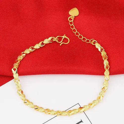 Real 18K Golden Pixiu Lucky Bead Bracelet - Female Pure Plated Bangle
