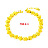 Real 18K Golden Pixiu Lucky Bead Bracelet - Female Pure Plated Bangle