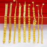 Real 18K Golden Pixiu Lucky Bead Bracelet - Female Pure Plated Bangle