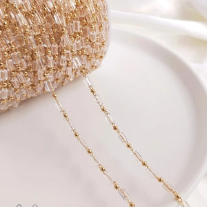 14K Gold Filled Crystal Beads Necklace Chain DIY Jewelry