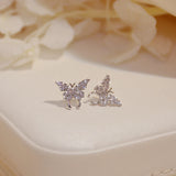 14k Micro-Inlaid Zircon Butterfly Earrings for Women