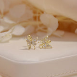 14k Micro-Inlaid Zircon Butterfly Earrings for Women
