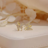 14k Micro-Inlaid Zircon Butterfly Earrings for Women