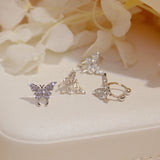 14k Micro-Inlaid Zircon Butterfly Earrings for Women