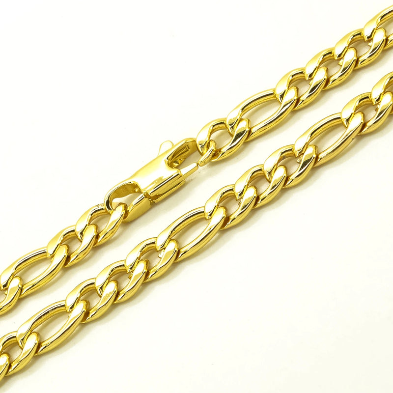 18K Plated Necklace 6mm Width Stainless Steel Chain 20-36''