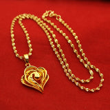 18K Real Flower Pendant Necklace Women's Vietnam Placer Jewelry