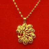 18K Real Flower Pendant Necklace Women's Vietnam Placer Jewelry