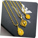 18K Real Flower Pendant Necklace Women's Vietnam Placer Jewelry