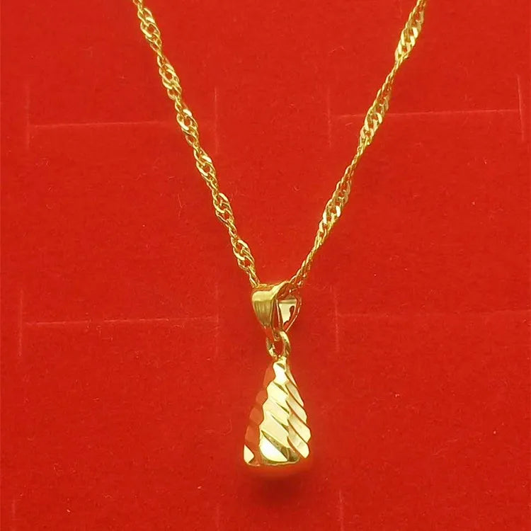 18K Real Flower Pendant Necklace Women's Vietnam Placer Jewelry