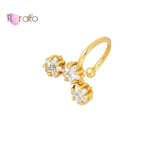 24K Gold/Silver Crystal 5-pointed Star Earring Clip