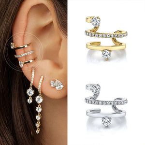 24K Gold/925 Silver Crystal Zircon Ear Clips